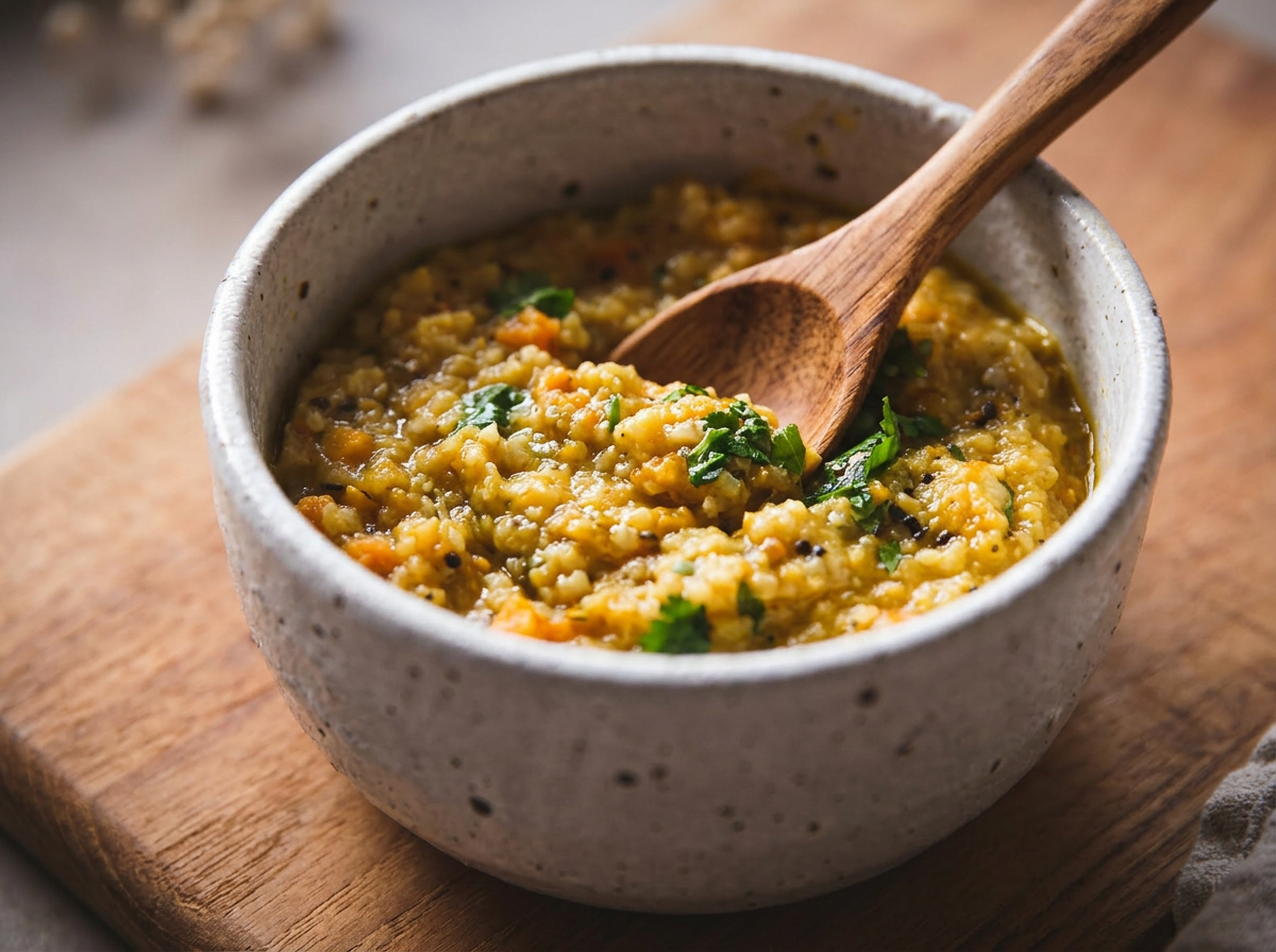 Close-up of a warming bowl of nourishing porridge